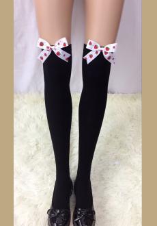 Women's Thigh Stocking with Satin Bows Opaque Over The Knee Halloween Socks