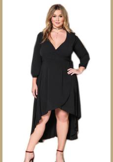 Ruffle Wrap Plus Size Hilow Dress