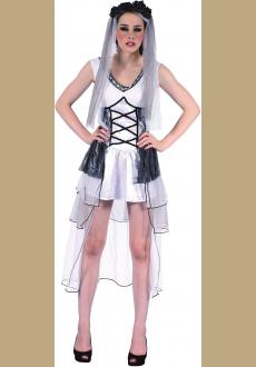 Adult Ladies Halloween Corpse Fancy Dress Party Zombie Wedding Deathly Bride