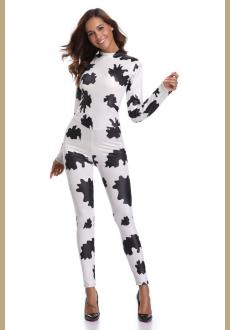 Sexy Halloween zebra cowgirl Print Catsuit Party Fancy Dress Jumpsuit playsuit