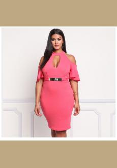 Sexy Off Shoulder Cut Out Chocker Bodycon Women's Plus Size Dress