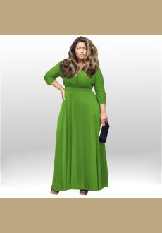 Women Long Knitwear V Neck Plus Size Bridesmaid Dress with Long Sleeve 