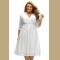 White Plus Size Surplice Lace Formal Skater Dress