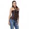 Brown Collar Zipper Steampunk Corzzet Trainer Overbust Waist Corsets 