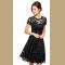 Fashion Women Summer Party Mini Dress Short Sleeve Blue Red Black Lace Dresses Lady Dress