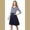 Women Stripes Long Sleeve Vintage Dress