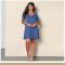 Fashion O-Neck Half Sleeve Casual A-Line Women's Plus Size Dress