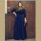 Women Long Knitwear V Neck Plus Size Bridesmaid Dress with Long Sleeve 