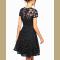 Fashion Women Summer Party Mini Dress Short Sleeve Blue Red Black Lace Dresses Lady Dress