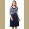 Women Stripes Long Sleeve Vintage Dress