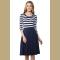 Women Stripes Long Sleeve Vintage Dress