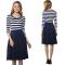 Women Stripes Long Sleeve Vintage Dress