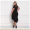 Plus Size Ruffle Hi-Lo Mesh Trim Dress