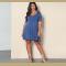 Fashion O-Neck Half Sleeve Casual A-Line Women's Plus Size Dress