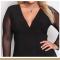 Women's Sexy V Neck Mesh Long Sleeves Autumn Plus Size Women's Dress 