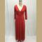 Women Long Knitwear V Neck Plus Size Bridesmaid Dress with Long Sleeve 