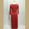 Women Long Knitwear V Neck Plus Size Bridesmaid Dress with Long Sleeve 