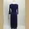 Women Long Knitwear V Neck Plus Size Bridesmaid Dress with Long Sleeve 