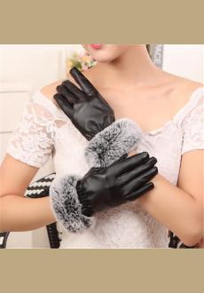 Four Color Womens Winter Touchscreen PU Leather Gloves Thermal Lining Mittens