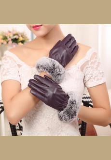 Four Color Womens Winter Touchscreen PU Leather Gloves Thermal Lining Mittens