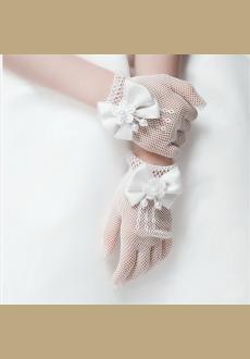 Flower Girl's Lace Bowknot Net Voile Wedding Gloves Princess Glove