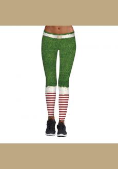 Women's Stripe Tights Workout Stretchy Pants Chritsmas Printed Leggings