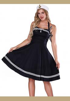 Women's 1950s Halter Vintage Rockabilly Dress Pinup Retro Sailor  Costume