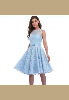 Lace Wedding Guest Sleeves Knee Length Prom Dress
