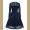 Women's Retro Floral Lace Long Sleeve Vintage Swing Cocktail Bridesmaid Dress S-XXL