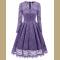 Women's Retro Floral Lace Long Sleeve Vintage Swing Cocktail Bridesmaid Dress S-XXL