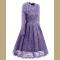 Women's Retro Floral Lace Long Sleeve Vintage Swing Cocktail Bridesmaid Dress S-XXL