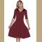 Women's Wine Red & Black   Retro Vintage Style Cocktail Party Swing Dress