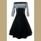 Women's Classy Stripes A line Short Sleeve Cocktail Retro Vintage Dress