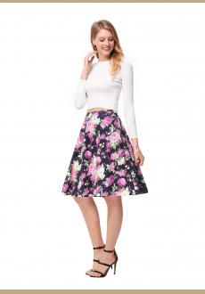 Long Sleeve Crop Top & Off Black High-Low Skirt