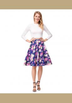 Long Sleeve Crop Top & Off Blue High-Low Skirt