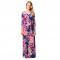 Women's Floral Print Draped  Sleeve Long Maxi Dress