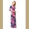 Women's Floral Print Draped  Sleeve Long Maxi Dress