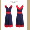 Fashion Ladylike Charming Vintage Red Shoulder Formal Ball Gown Party Women Dress