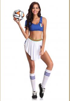 Cosplay Clubwear Sexy Uniform Soccer Player Cheerleader World Cup Football Girl party dress High School Musical fancy Dr