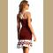 Burgundy White Cute Ruffle Hem Mini Dress