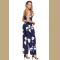 Navy Blue Floral Print Wide Leg Jumpsuit