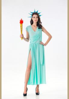 Patriotic Party Miss Statue of Liberty Adult Cosplay Costume for Women