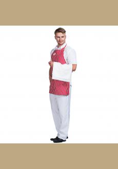 Men red stripe apron Retro Diner Dude Costume