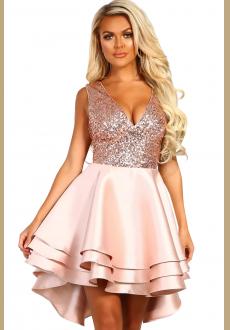 HEART BROKEN PINK GOLD SEQUIN MULTI LAYER SKATER DRESS