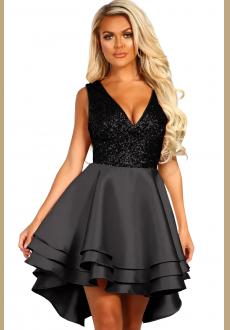 HEART BROKEN BLACK GOLD SEQUIN MULTI LAYER SKATER DRESS