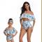 4Clovers Summer Cute Mommy Girls Bikini Set Halter Ruffles Family Matching Swimwear Two Piece Swimsuit