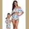 4Clovers Summer Cute Mommy Girls Bikini Set Halter Ruffles Family Matching Swimwear Two Piece Swimsuit