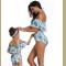 4Clovers Summer Cute Mommy Girls Bikini Set Halter Ruffles Family Matching Swimwear Two Piece Swimsuit