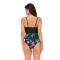 Women's Fashion Plus Size Lace Up Printed One Piece Swimwear Swimsuit