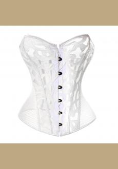 Women's Lace Overbust Boned Corset Bustier Padded Cup Lingerie Body Shaper